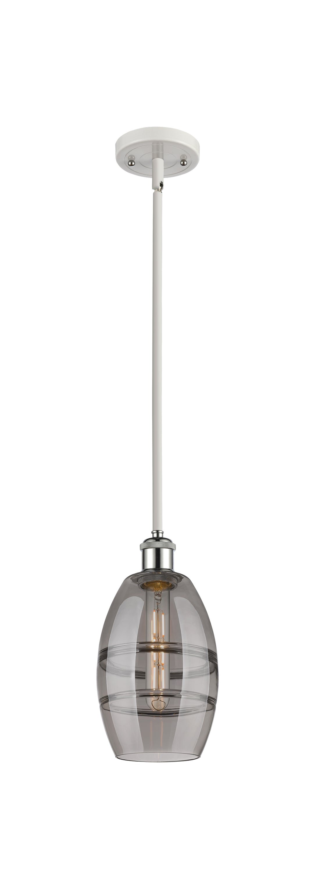 Innovations Lighting Vaz 6" Mini Pendant - White Polished Chrome Mini-Pendants Innovations Lighting Light Smoke ; Glass Type: Smoked  