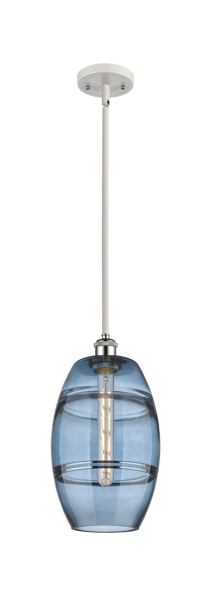 Innovations Lighting Vaz 8" Mini Pendant - White Polished Chrome Mini-Pendants Innovations Lighting Blue  ; Glass Type: Blue  