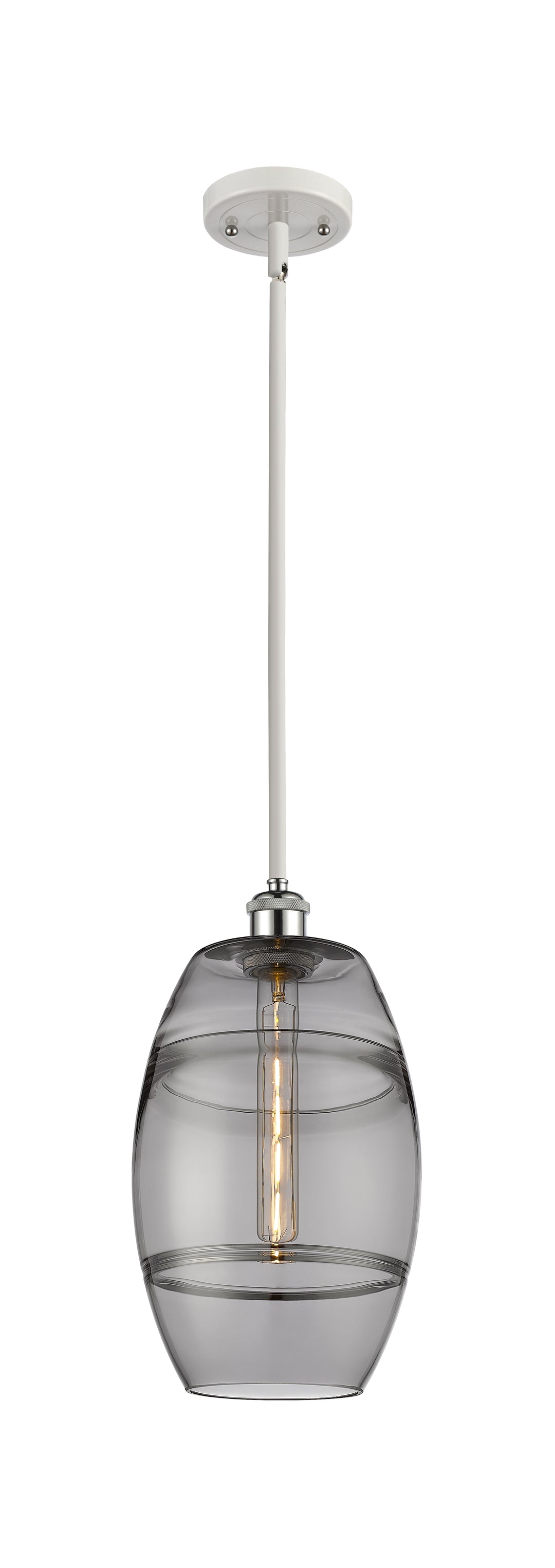 Innovations Lighting Vaz 8" Mini Pendant - White Polished Chrome Mini-Pendants Innovations Lighting Light Smoke ; Glass Type: Smoked  