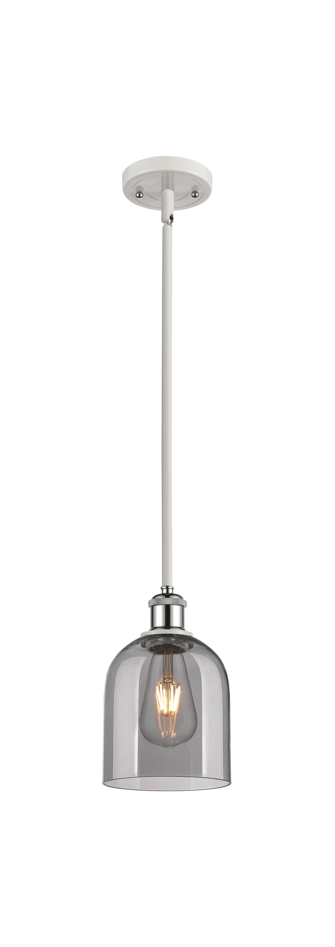 Innovations Lighting Bella 6" Mini Pendant - White Polished Chrome Mini-Pendants Innovations Lighting Light Smoke ; Glass Type: Smoked  