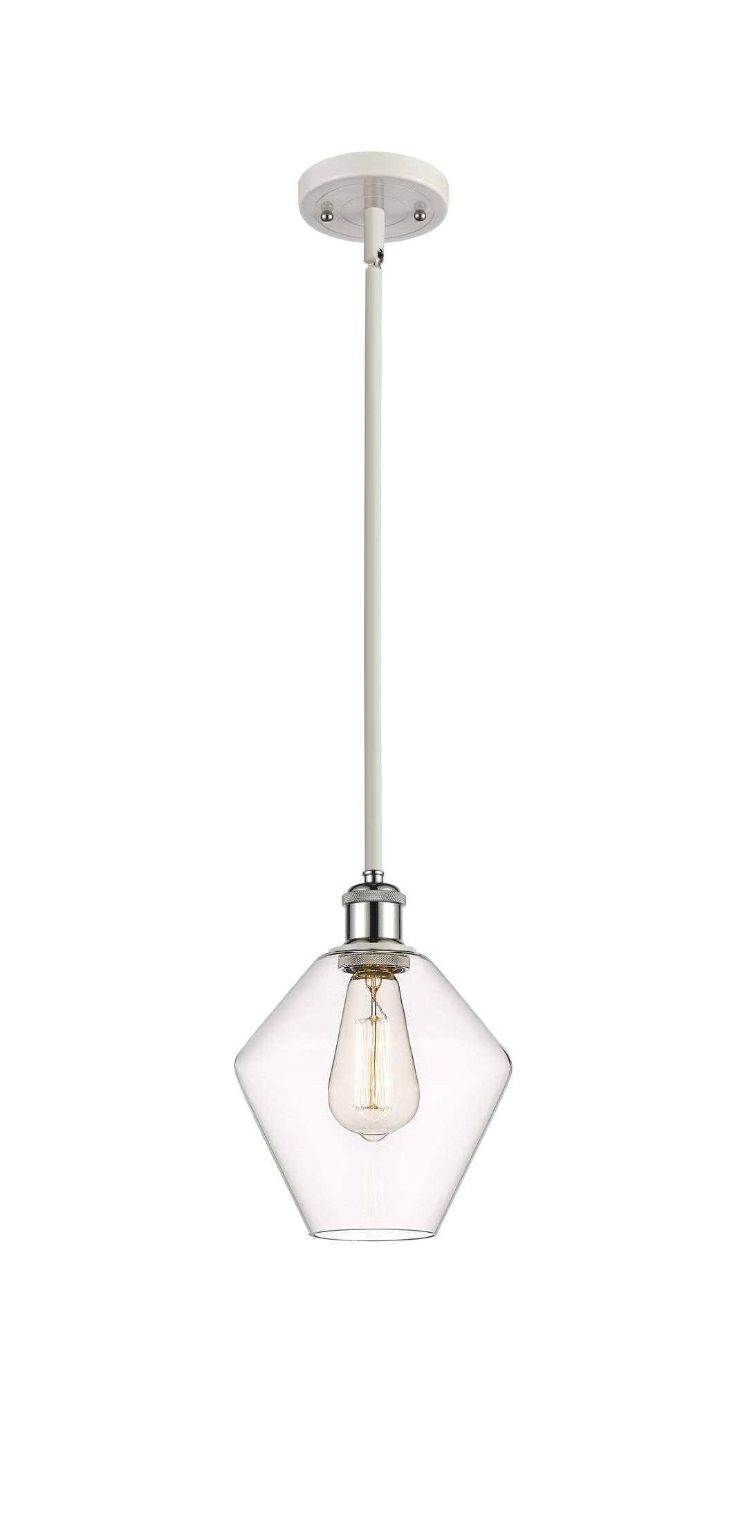 Innovations Lighting Cindyrella 8" Mini Pendant - White Polished Chrome Mini-Pendants Innovations Lighting Clear ; Glass Type: Clear  