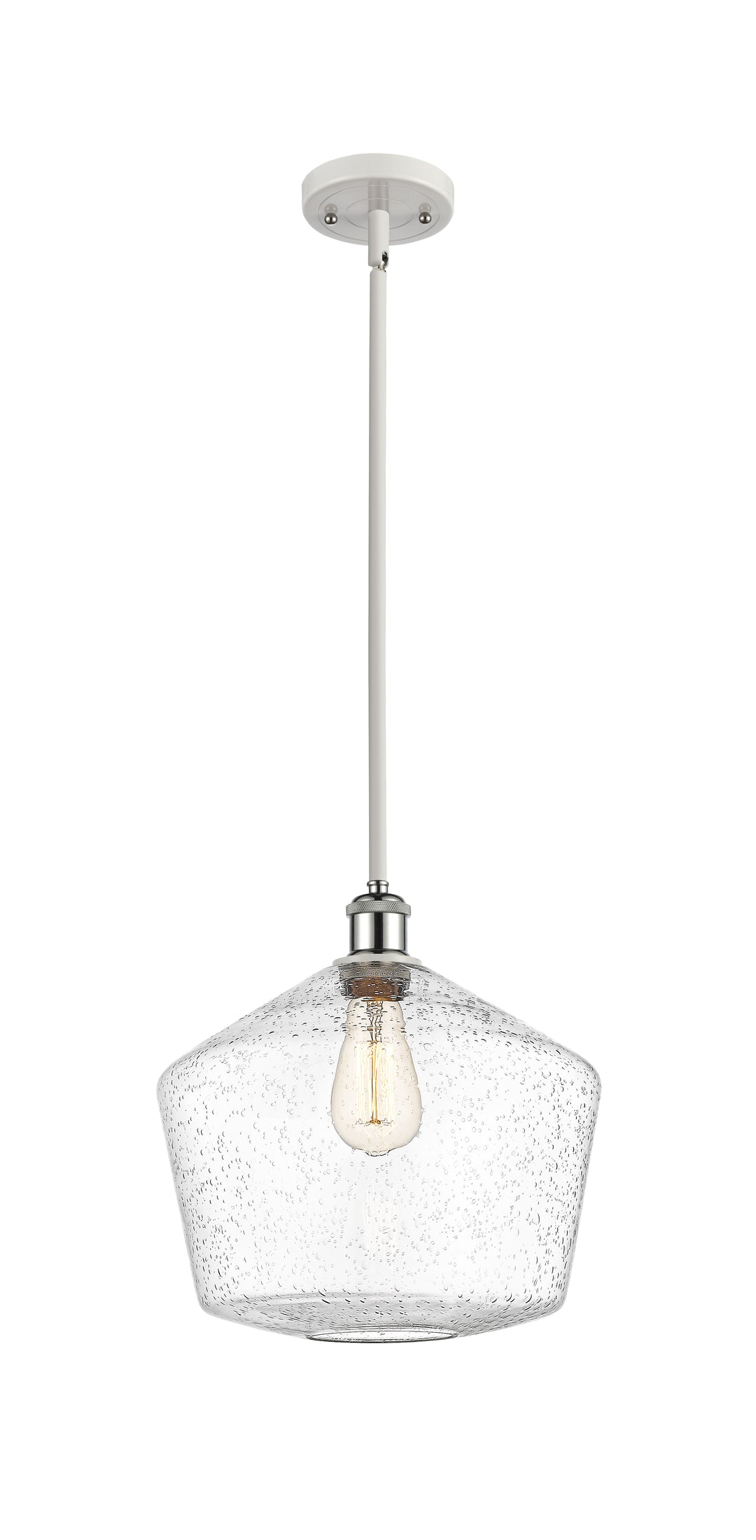 Innovations Lighting Cindyrella 12" Mini Pendant - White Polished Chrome Mini-Pendants Innovations Lighting Seedy ; Glass Type: Seeded  