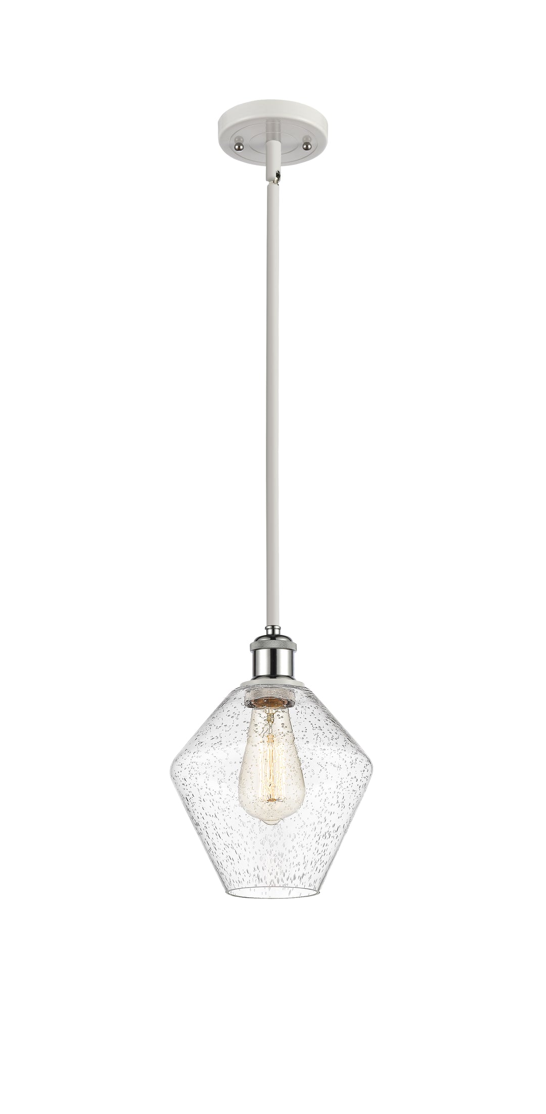 Innovations Lighting Cindyrella 8" Mini Pendant - White Polished Chrome Mini-Pendants Innovations Lighting Seedy ; Glass Type: Seeded  