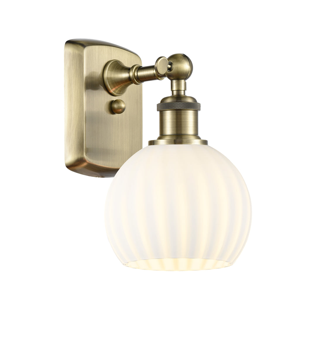 Innovations Lighting White Venetian 6" Sconce - Antique Brass Wall Sconces Innovations Lighting   