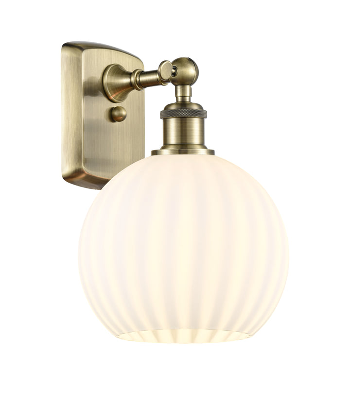 Innovations Lighting White Venetian 8" Sconce - Antique Brass