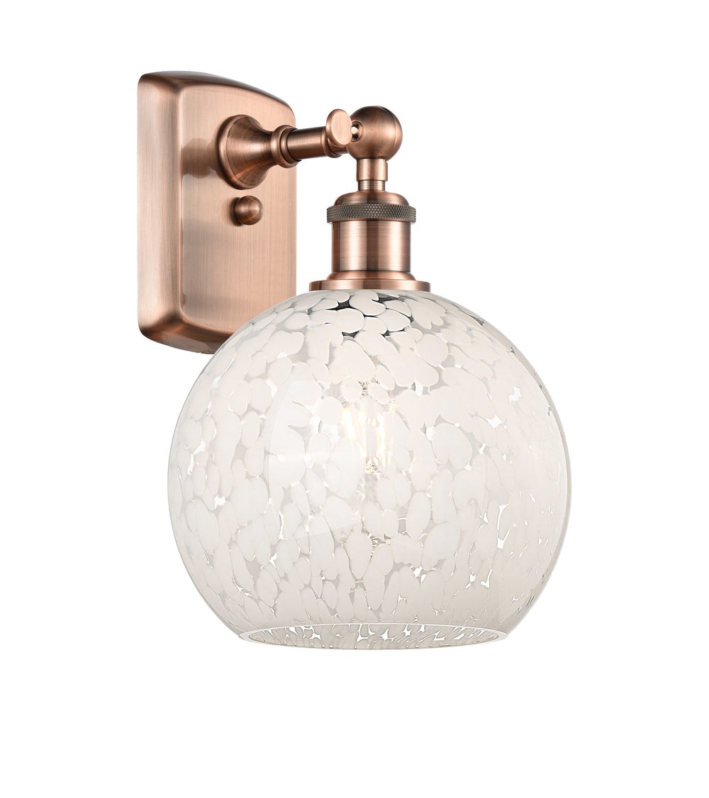 Innovations Lighting White Mouchette 8" Sconce - Antique Copper Wall Sconces Innovations Lighting   