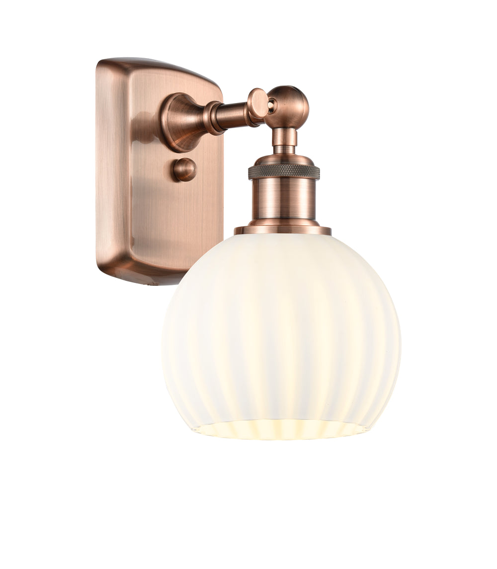 Innovations Lighting White Venetian 6" Sconce - Antique Copper Wall Sconces Innovations Lighting   