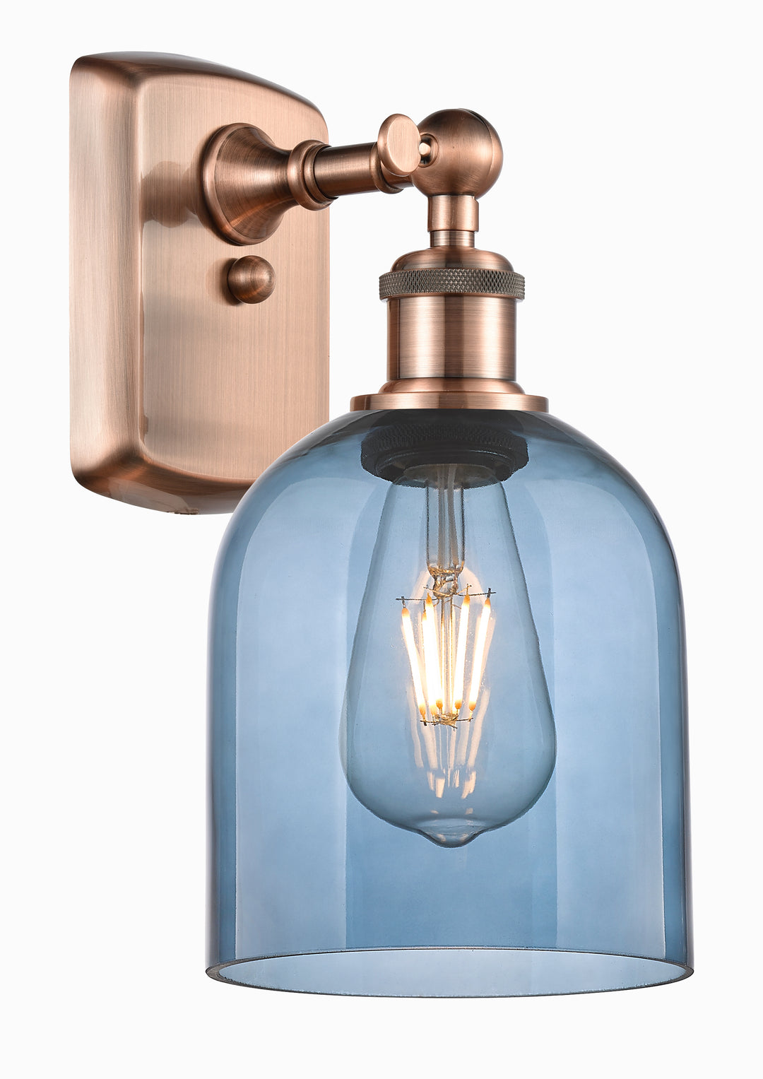 Innovations Lighting Bella 6" Sconce - Antique Copper Wall Sconces Innovations Lighting Blue  ; Glass Type: Blue  