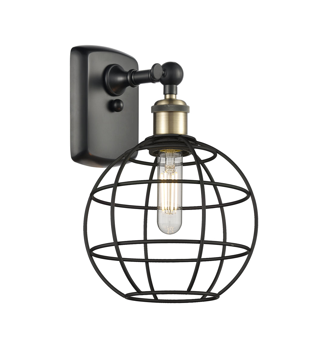 Innovations Lighting Lake Placid 8" Sconce - Black Antique Brass Wall Sconces Innovations Lighting   