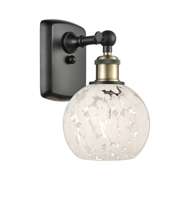 Innovations Lighting White Mouchette 6" Sconce - Black Antique Brass Wall Sconces Innovations Lighting   