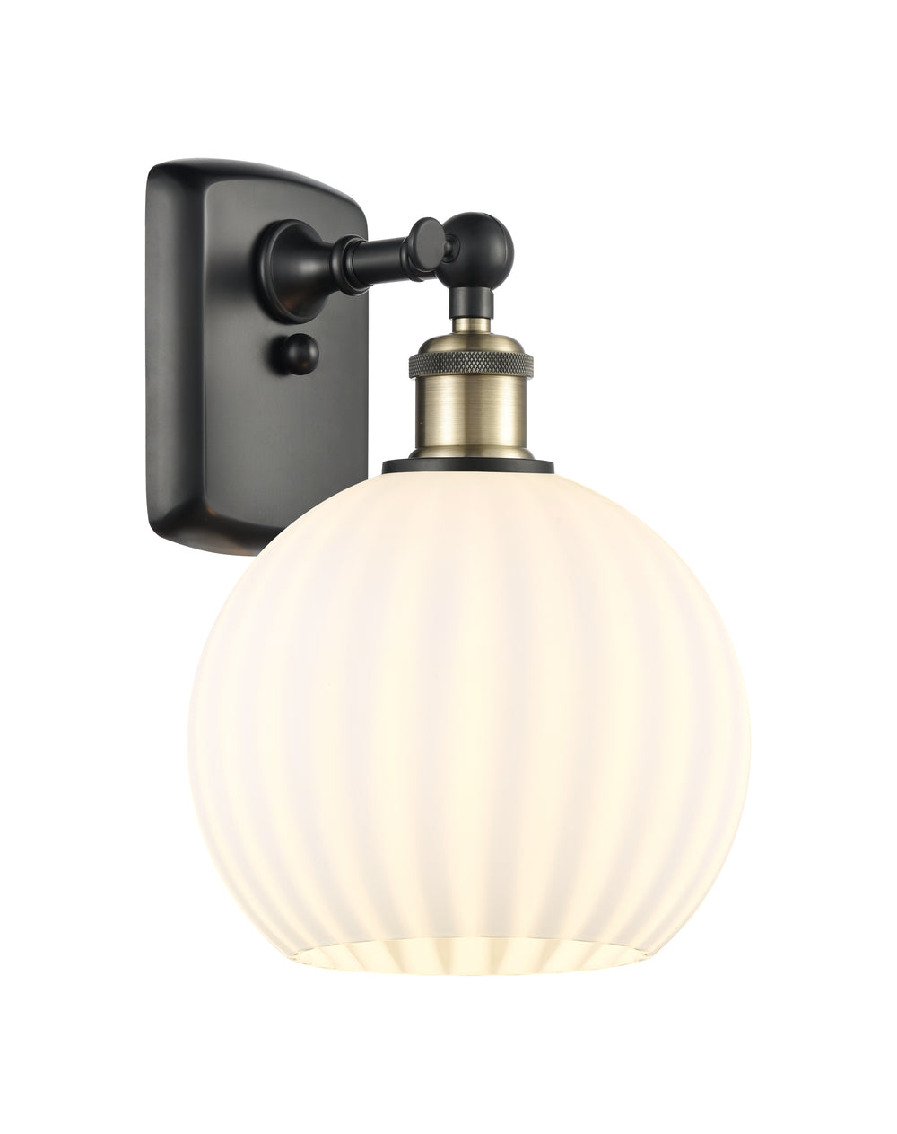 Innovations Lighting White Venetian 8" Sconce - Black Antique Brass Wall Sconces Innovations Lighting   