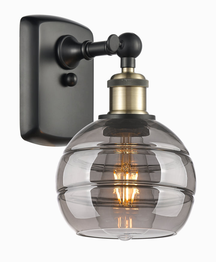 Innovations Lighting Rochester 6" Sconce - Black Antique Brass Wall Sconces Innovations Lighting   