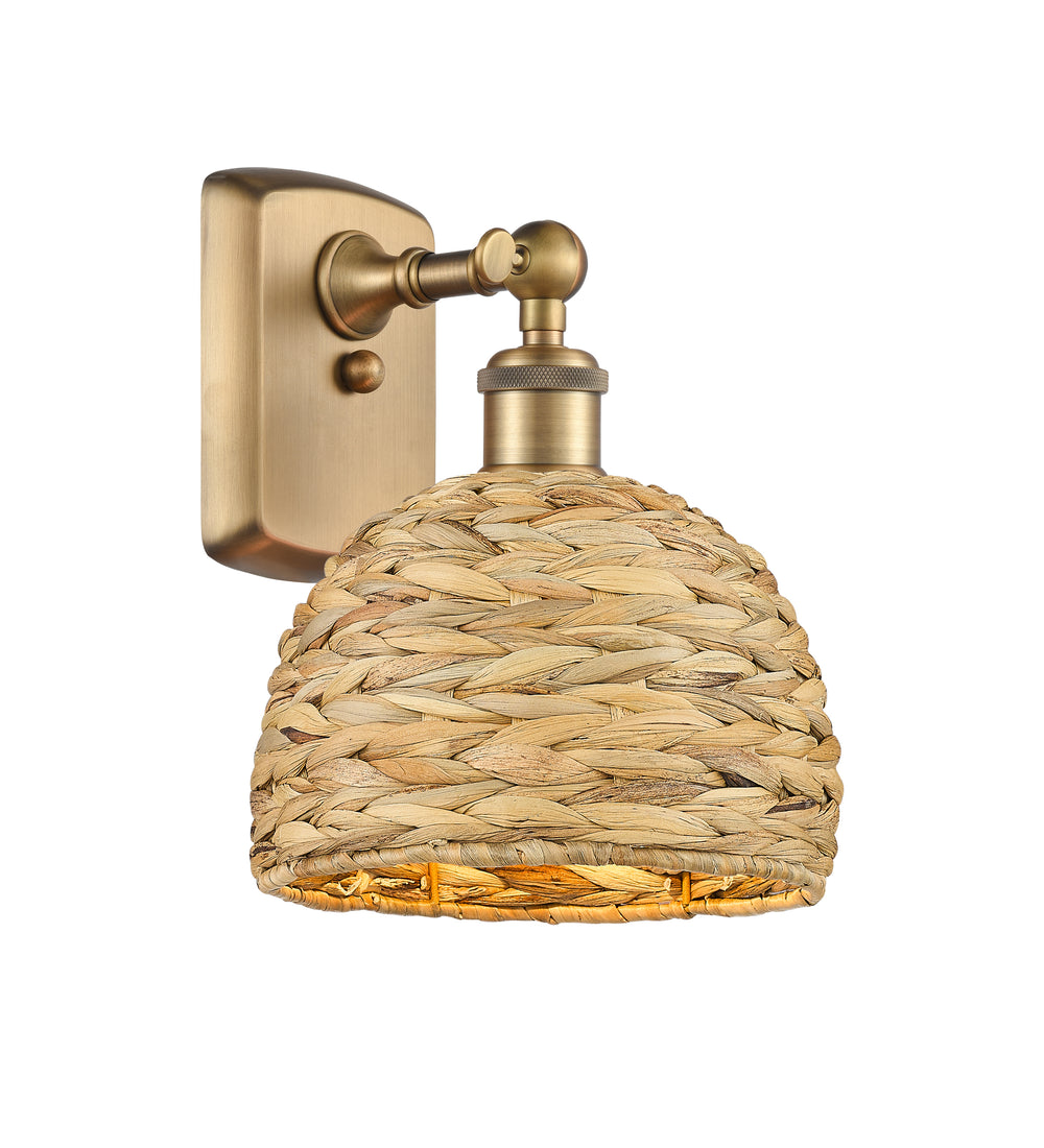 Innovations Lighting Woven Rattan 8" Sconce - Brushed Brass Wall Sconces Innovations Lighting   