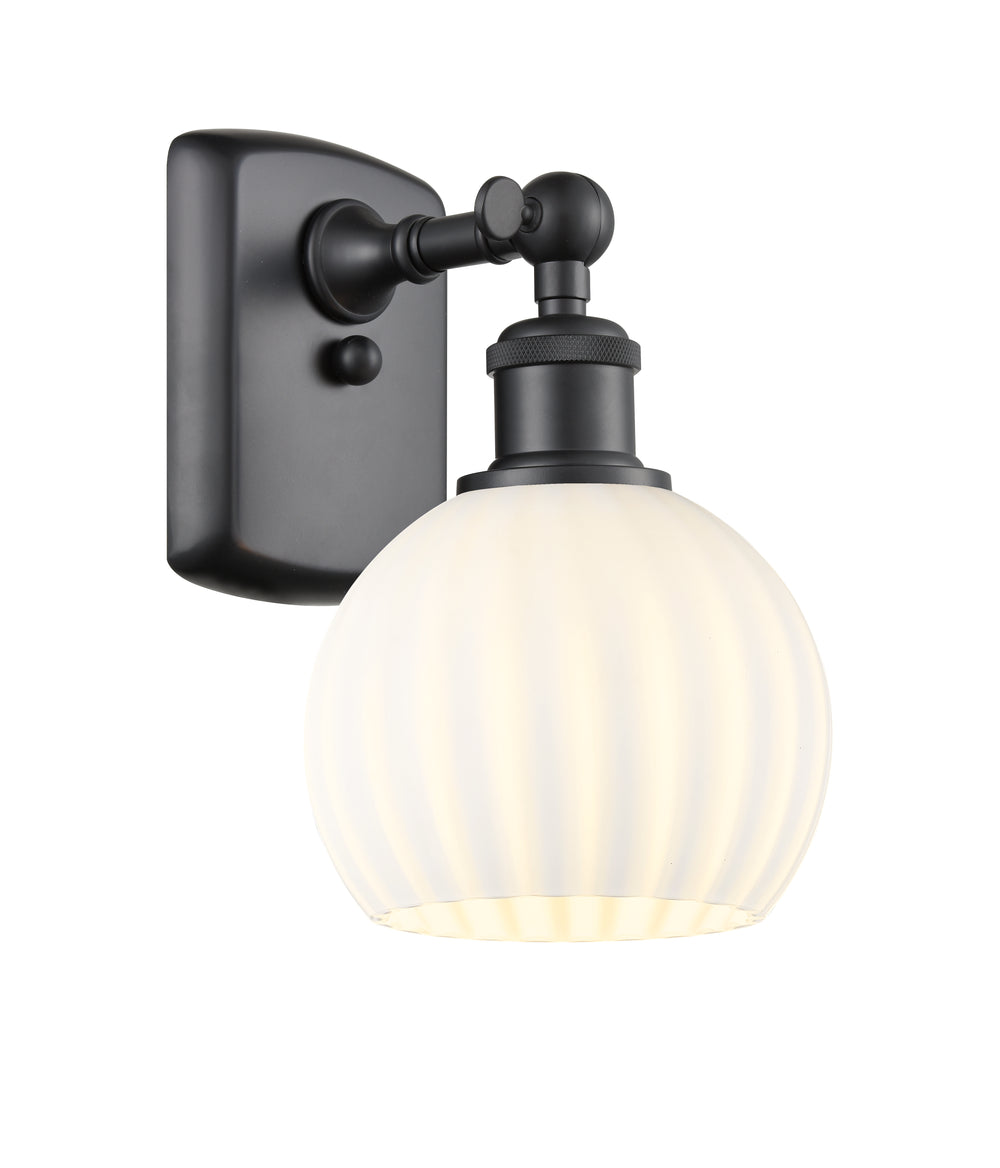 Innovations Lighting White Venetian 6" Sconce - Matte Black Wall Sconces Innovations Lighting   