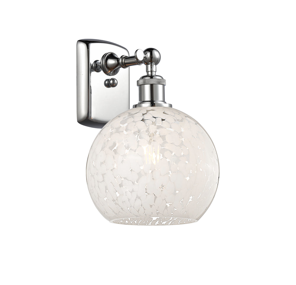 Innovations Lighting White Mouchette 8" Sconce - Polished Chrome Wall Sconces Innovations Lighting   