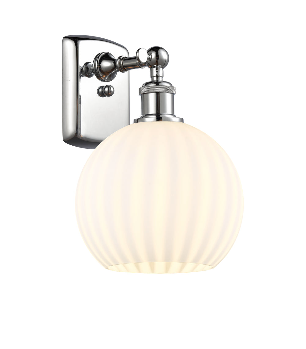 Innovations Lighting White Venetian 8" Sconce - Polished Chrome