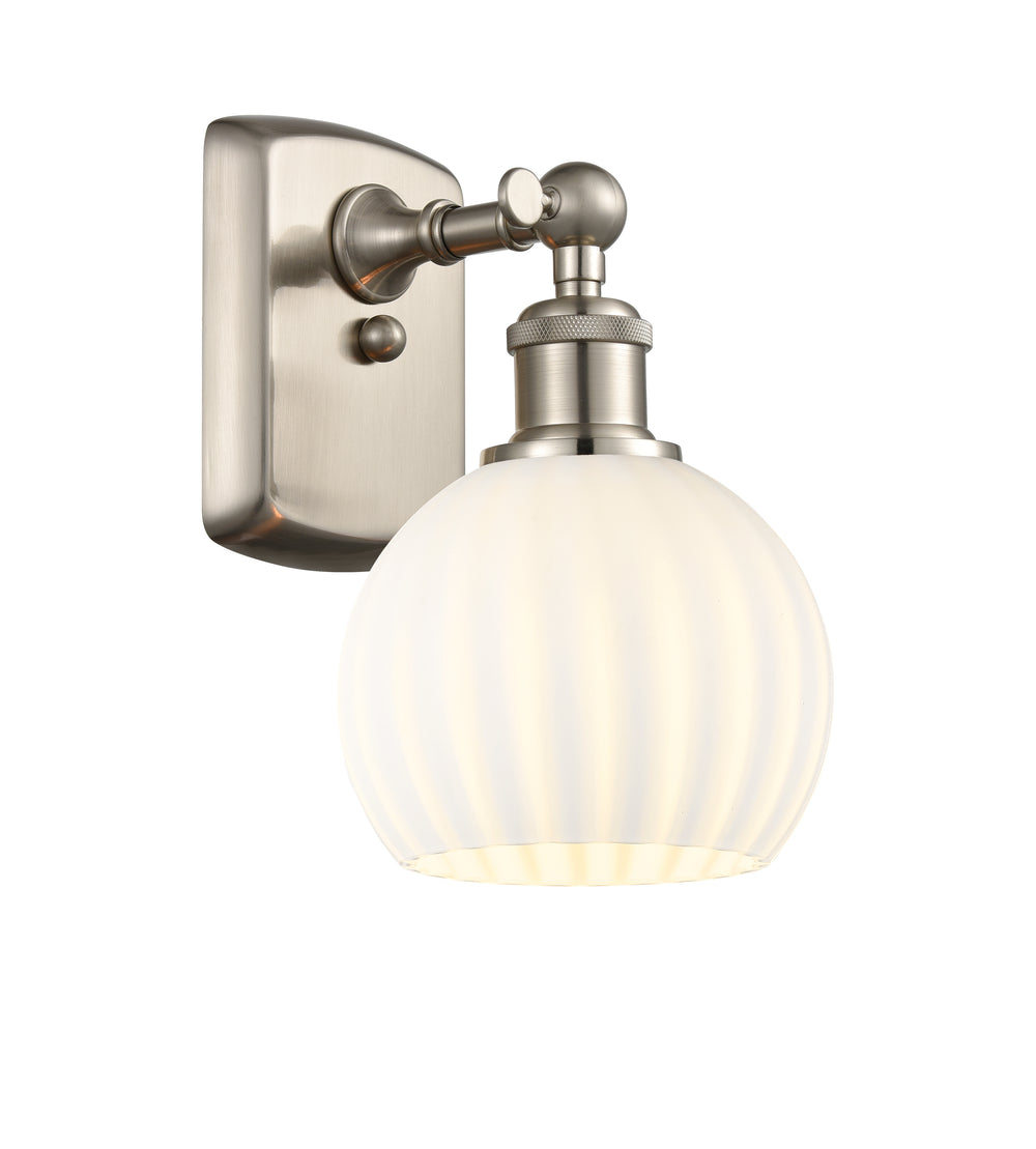 Innovations Lighting White Venetian 6" Sconce - Brushed Satin Nickel Wall Sconces Innovations Lighting   