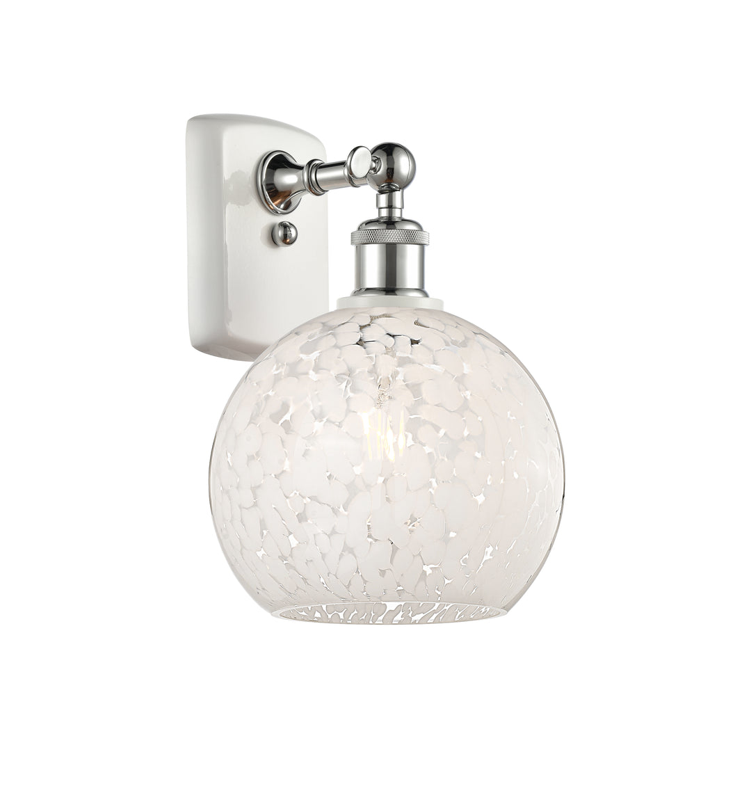 Innovations Lighting White Mouchette 8" Sconce - White Polished Chrome Wall Sconces Innovations Lighting White Mouchette ; Glass Type: White  