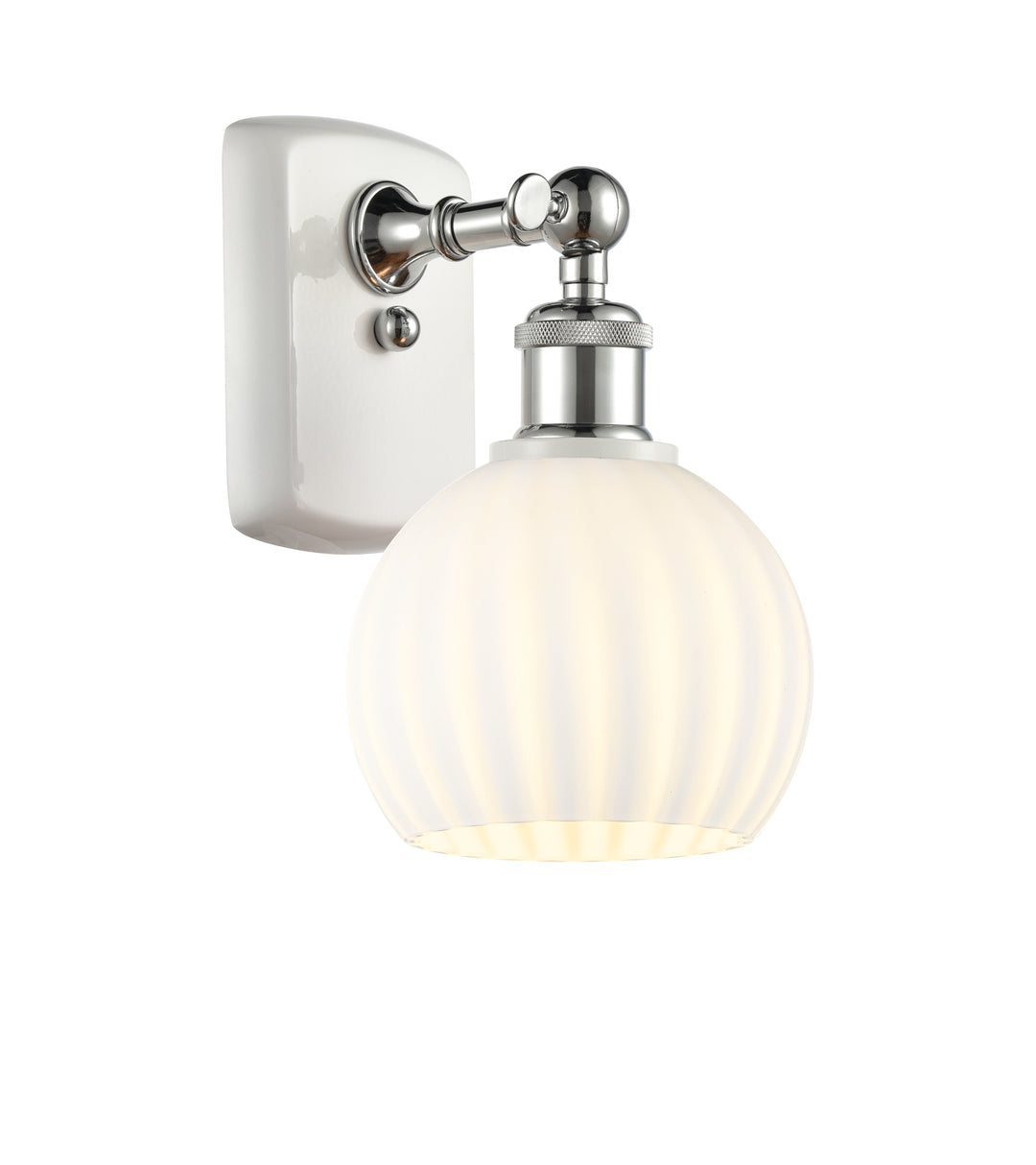 Innovations Lighting White Venetian 6" Sconce - White Polished Chrome