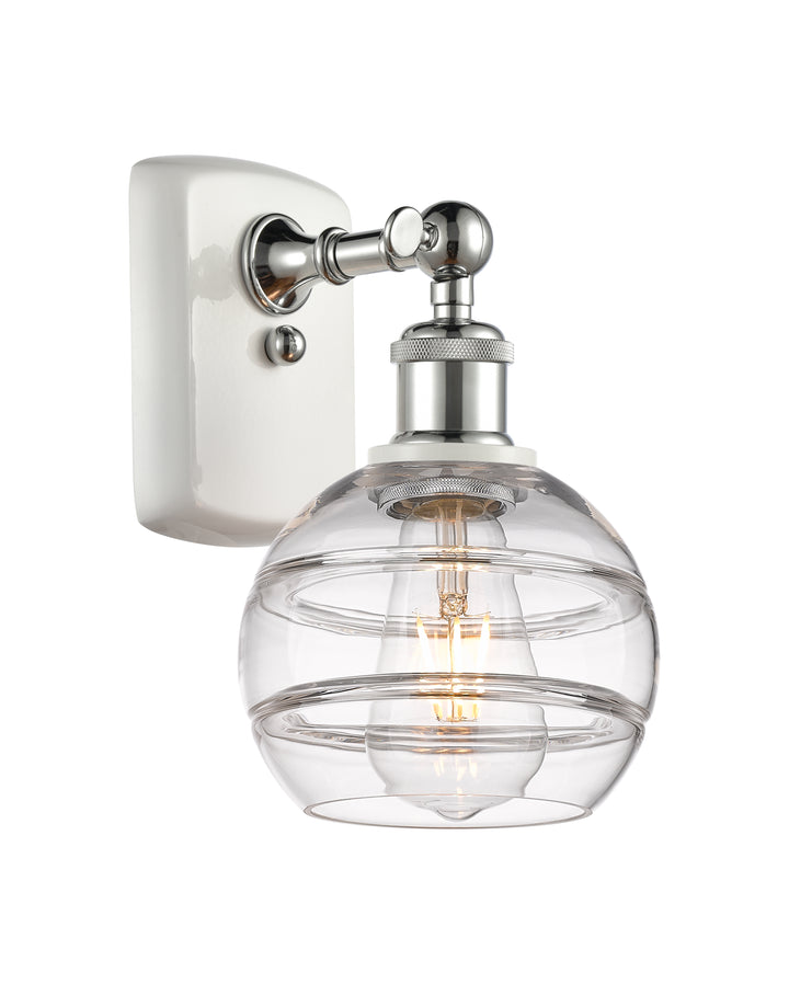 Innovations Lighting Rochester 6" Sconce - White Polished Chrome Wall Sconces Innovations Lighting Clear ; Glass Type: Clear  