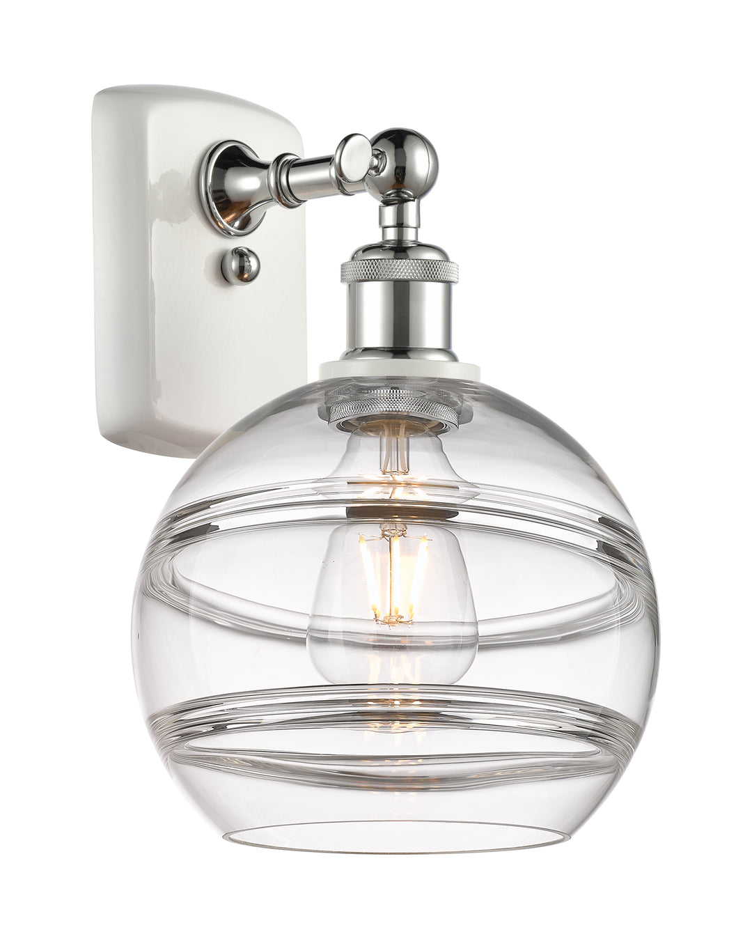 Innovations Lighting Rochester 8" Sconce - White Polished Chrome Wall Sconces Innovations Lighting Clear ; Glass Type: Clear  