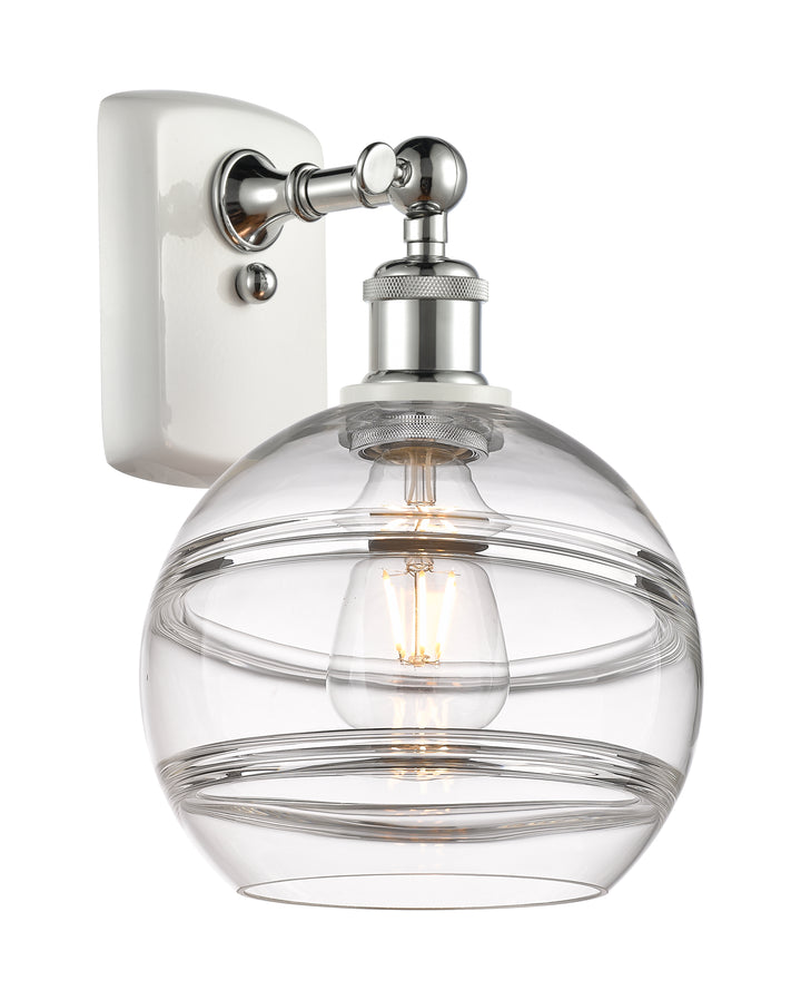 Innovations Lighting Rochester 8" Sconce - White Polished Chrome Wall Sconces Innovations Lighting Clear ; Glass Type: Clear  