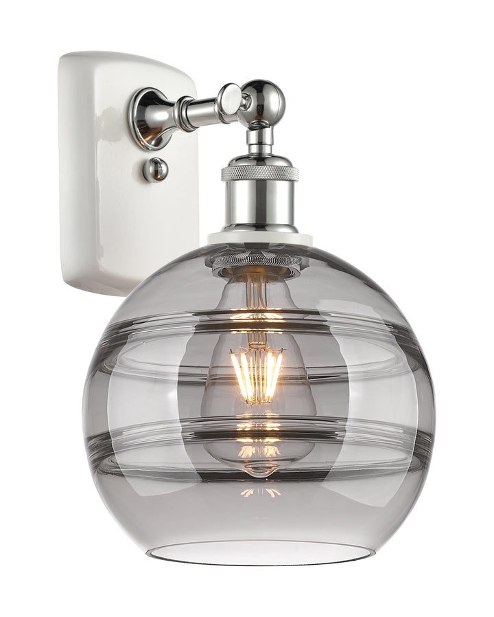 Innovations Lighting Rochester 8" Sconce - White Polished Chrome Wall Sconces Innovations Lighting Light Smoke ; Glass Type: Smoked  