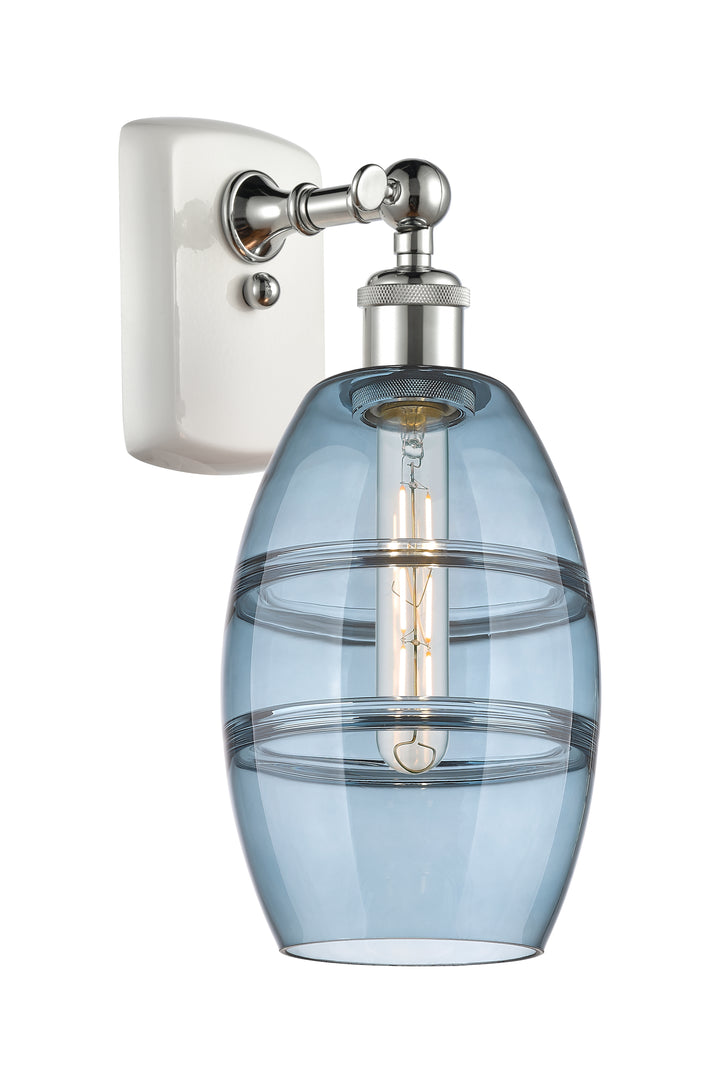 Innovations Lighting Vaz 6" Sconce - White Polished Chrome Wall Sconces Innovations Lighting Blue  ; Glass Type: Blue  