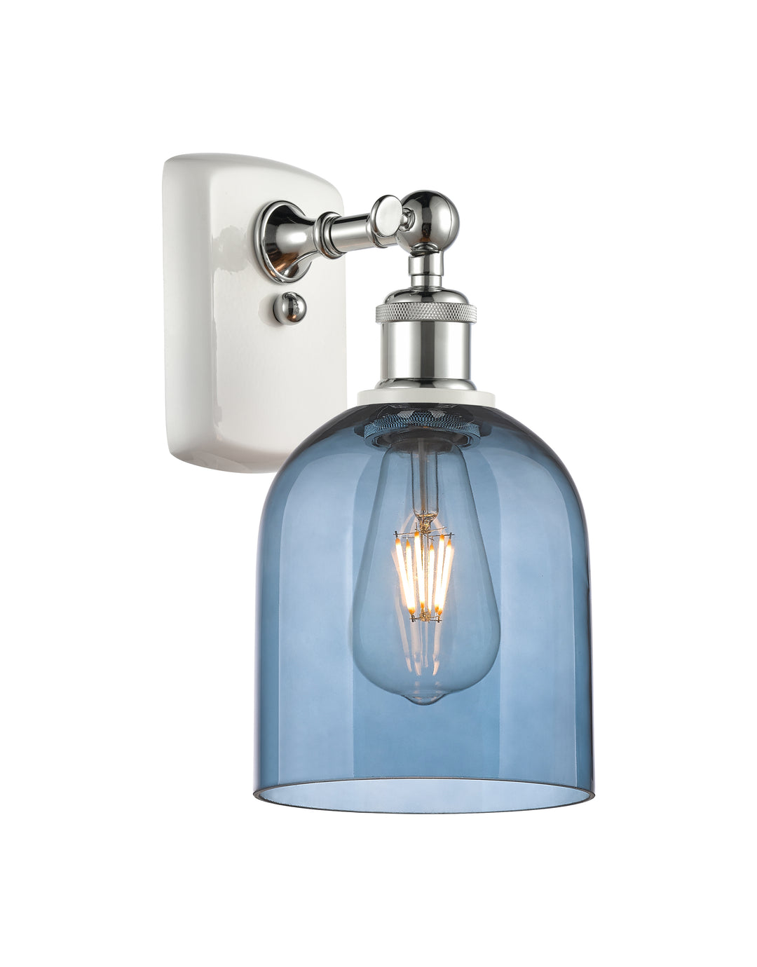 Innovations Lighting Bella 6" Sconce - White Polished Chrome Wall Sconces Innovations Lighting Blue  ; Glass Type: Blue  