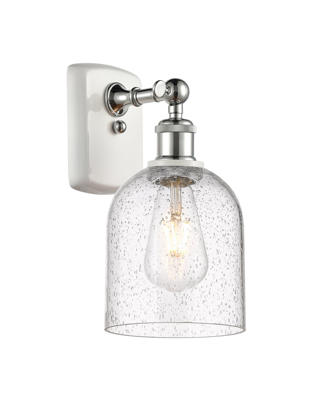 Innovations Lighting Bella 6" Sconce - White Polished Chrome Wall Sconces Innovations Lighting Seedy ; Glass Type: Transparent  