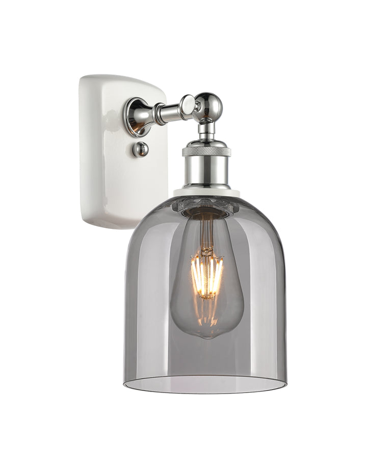 Innovations Lighting Bella 6" Sconce - White Polished Chrome Wall Sconces Innovations Lighting Light Smoke ; Glass Type: Smoked  