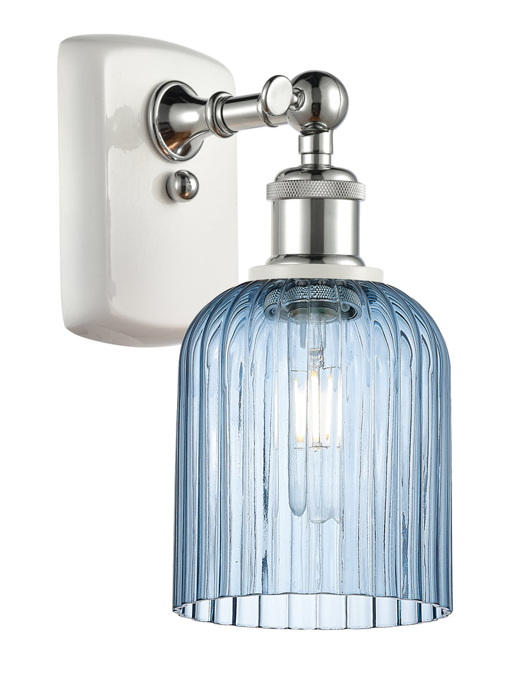 Innovations Lighting Bridal Veil 5" Sconce - White Polished Chrome Wall Sconces Innovations Lighting Princess Blue ; Glass Type: Princess Blue; Ribbed  