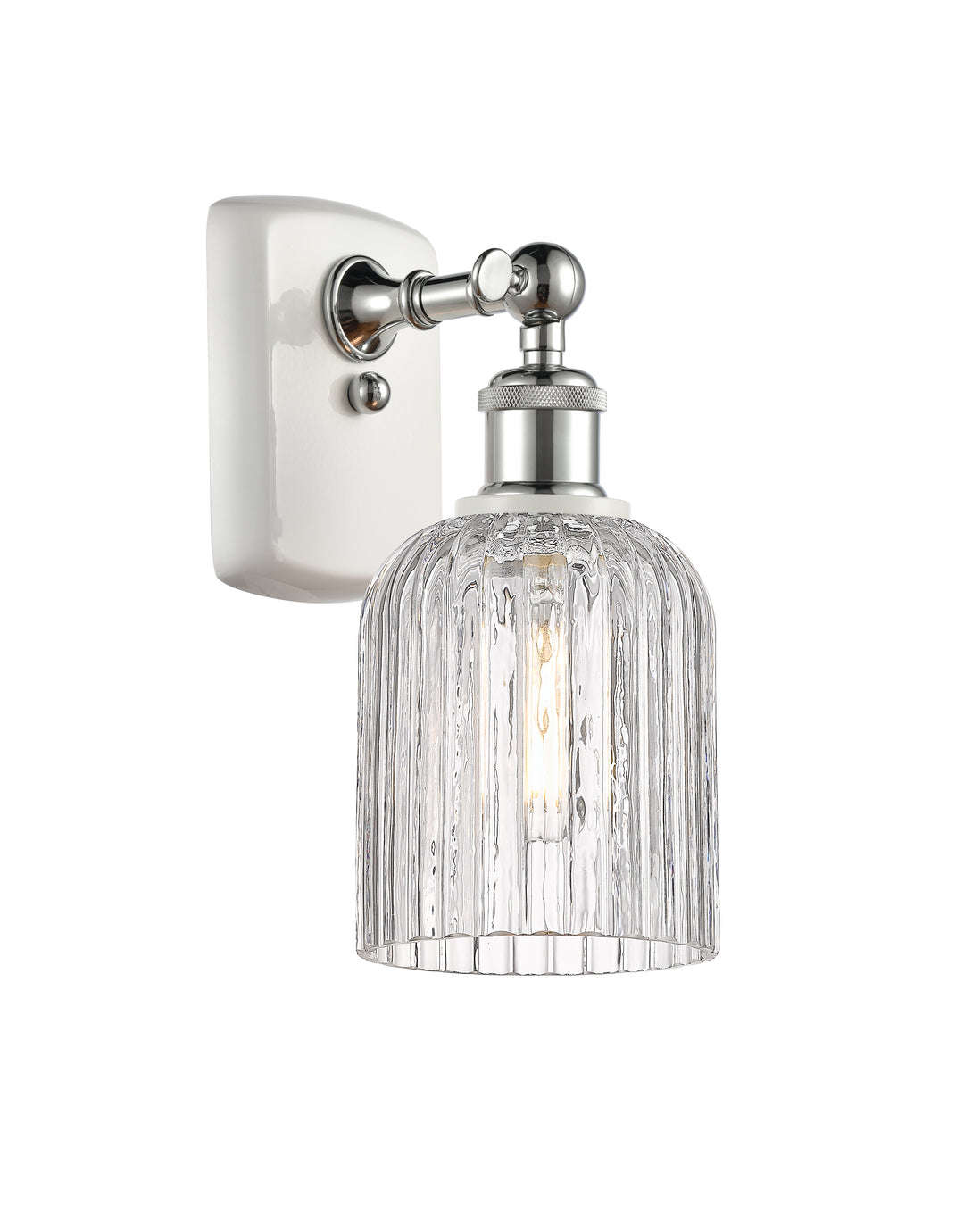 Innovations Lighting Bridal Veil 5" Sconce - White Polished Chrome Wall Sconces Innovations Lighting Clear ; Glass Type: Clear; Ribbed  