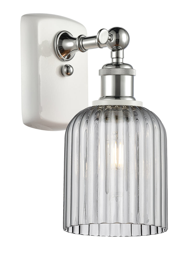 Innovations Lighting Bridal Veil 5" Sconce - White Polished Chrome Wall Sconces Innovations Lighting Light Smoke ; Glass Type: Light Smoke; Ribbed  