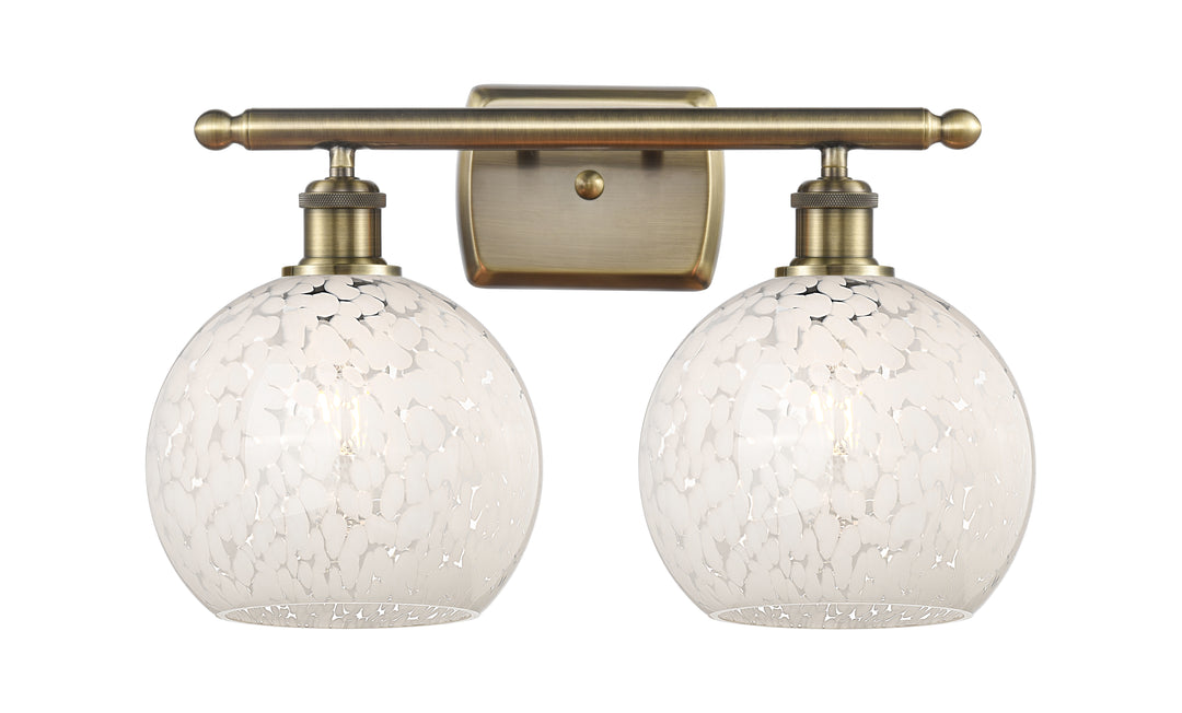 Innovations Lighting White Mouchette 8" Bath Vanity Light - Antique Brass Vanity Lights Innovations Lighting   