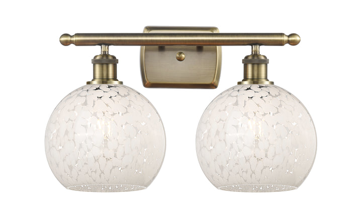 Innovations Lighting White Mouchette 8" Bath Vanity Light - Antique Brass Vanity Lights Innovations Lighting   