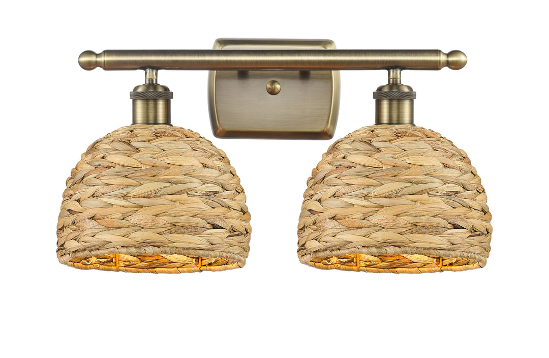 Innovations Lighting Woven Rattan 8" Bath Vanity Light - Antique Brass Vanity Lights Innovations Lighting   