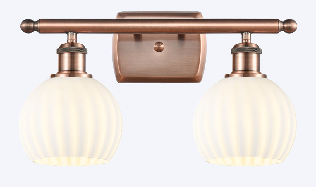 Innovations Lighting White Venetian 6" Bath Vanity Light - Antique Copper Vanity Lights Innovations Lighting   