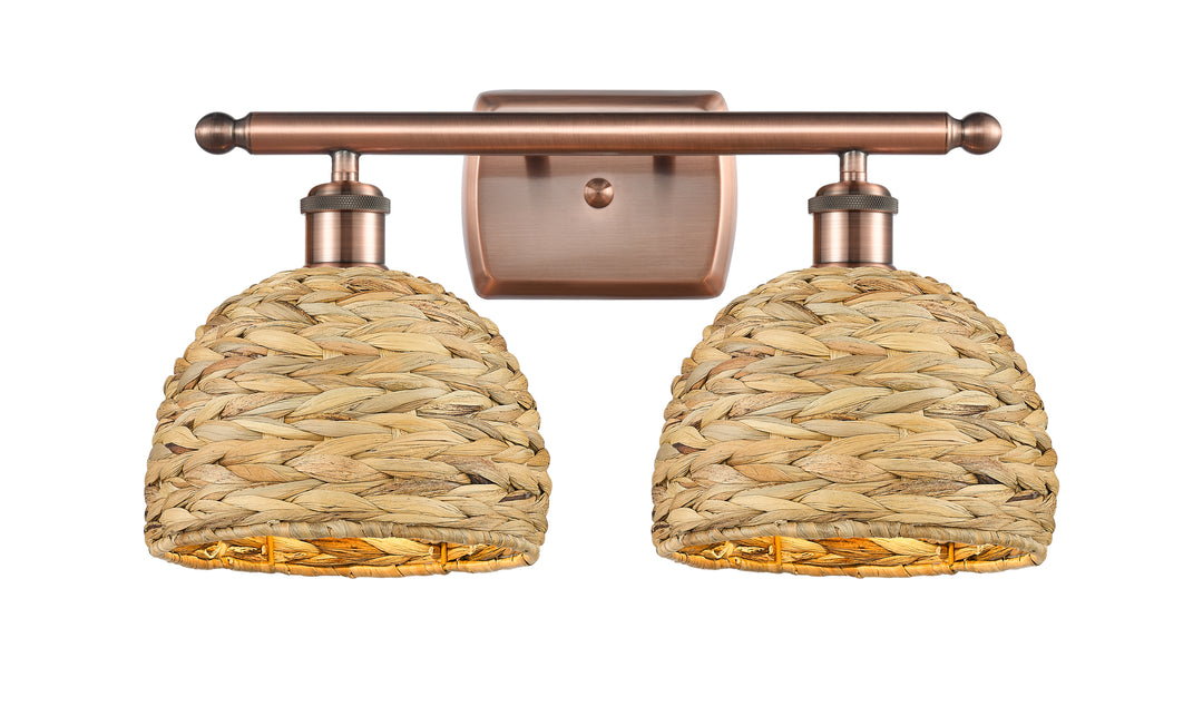 Innovations Lighting Woven Rattan 8" Bath Vanity Light - Antique Copper