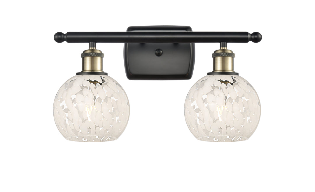 Innovations Lighting White Mouchette 6" Bath Vanity Light - Black Antique Brass Vanity Lights Innovations Lighting   