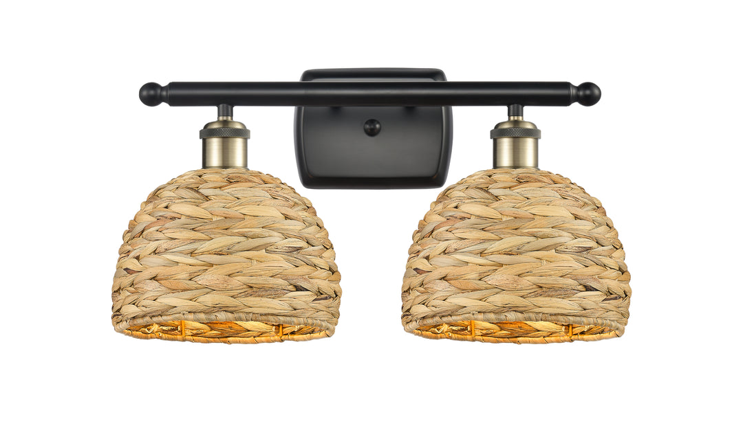 Innovations Lighting Woven Rattan 8" Bath Vanity Light - Black Antique Brass