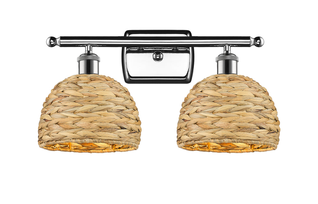 Innovations Lighting Woven Rattan 8" Bath Vanity Light - Polished Chrome Vanity Lights Innovations Lighting   