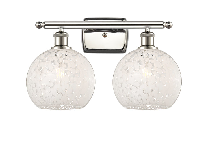 Innovations Lighting White Mouchette 8" Bath Vanity Light - Polished Nickel Vanity Lights Innovations Lighting   