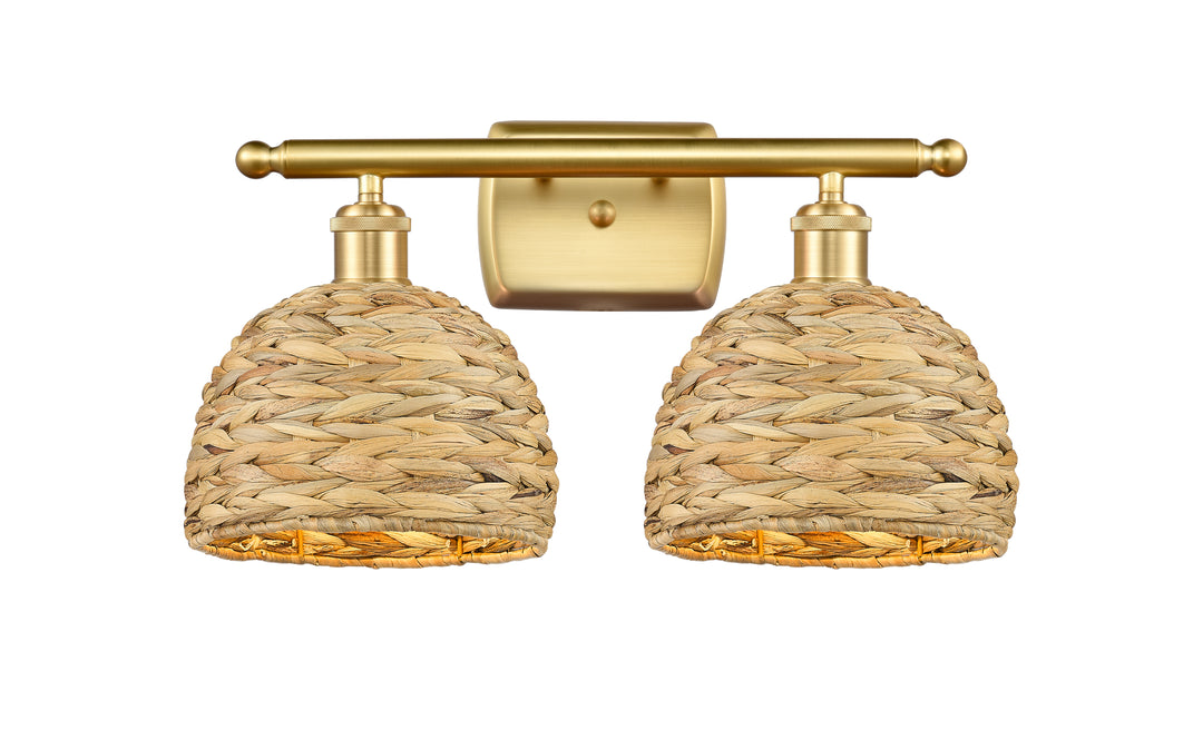 Innovations Lighting Woven Rattan 8" Bath Vanity Light - Satin Gold Vanity Lights Innovations Lighting   