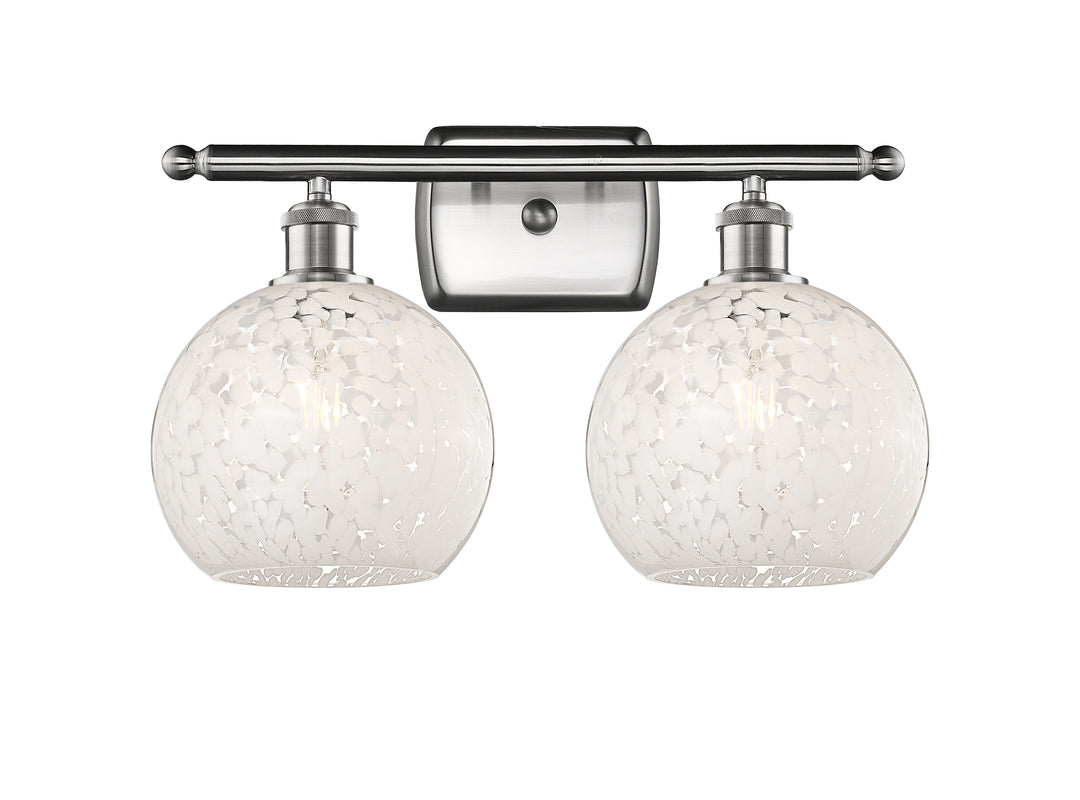 Innovations Lighting White Mouchette 8" Bath Vanity Light - Brushed Satin Nickel Vanity Lights Innovations Lighting   