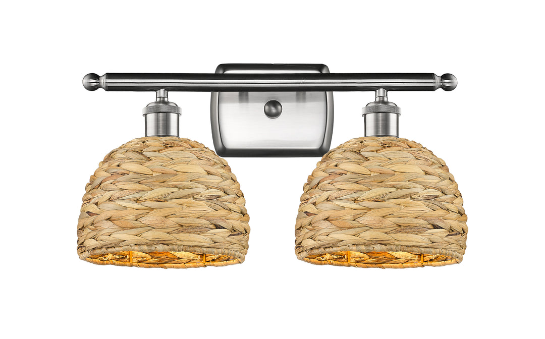 Innovations Lighting Woven Rattan 8" Bath Vanity Light - Satin Nickel Vanity Lights Innovations Lighting   