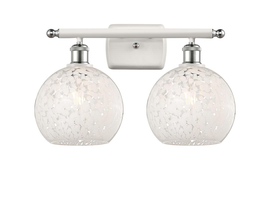 Innovations Lighting White Mouchette 8" Bath Vanity Light - White Polished Chrome Vanity Lights Innovations Lighting   