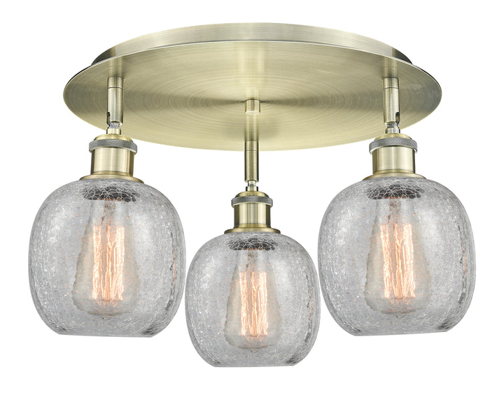 Innovations Lighting Belfast 6" Flush Mount - Antique Brass Ceiling Flush Mounts Innovations Lighting Clear Crackle ; Glass Type: Crackled  