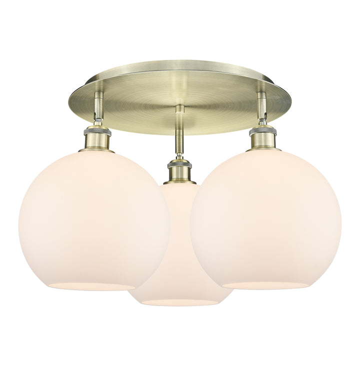 Innovations Lighting Athens 10" Flush Mount Ceiling Flush Mounts Innovations Lighting Antique Brass Matte White ; Glass Type: White 