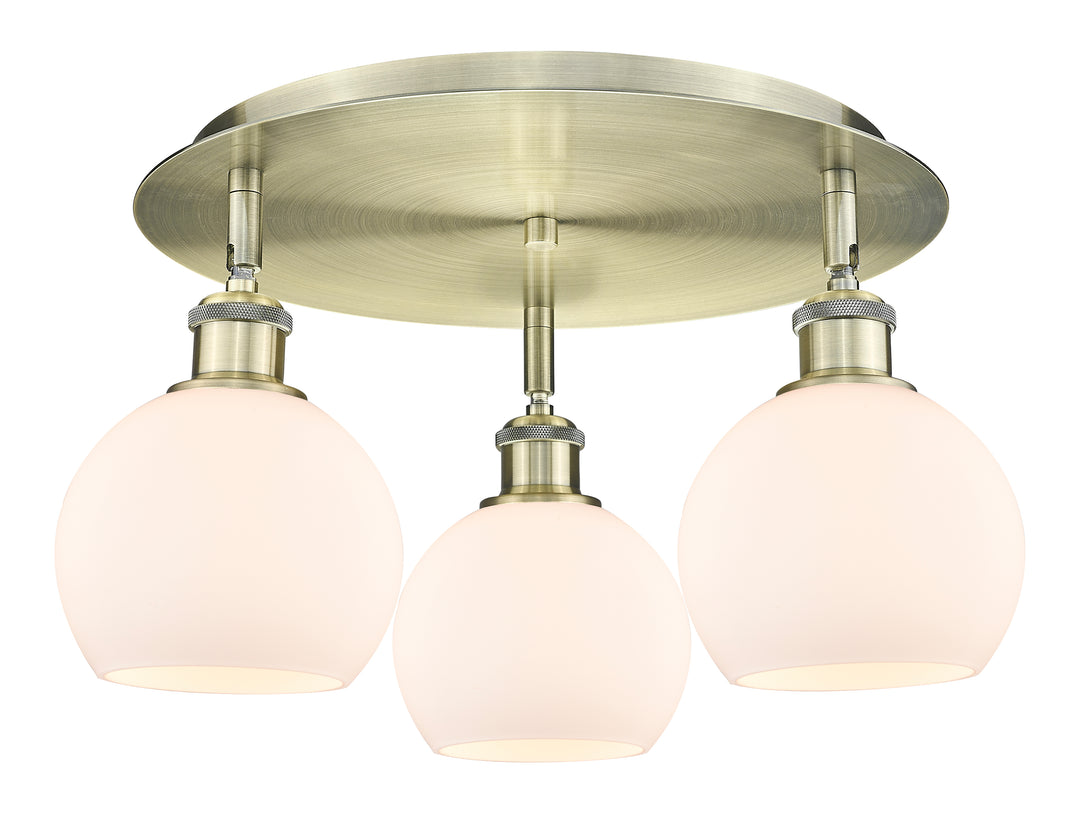 Innovations Lighting Athens 6" Flush Mount Ceiling Flush Mounts Innovations Lighting Antique Brass Matte White ; Glass Type: White 